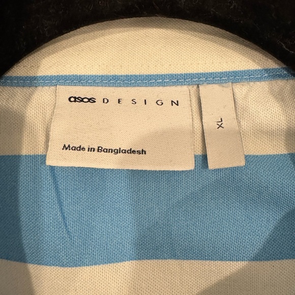 ASOS Blue Striped Button Shirt - Picture 2 of 2